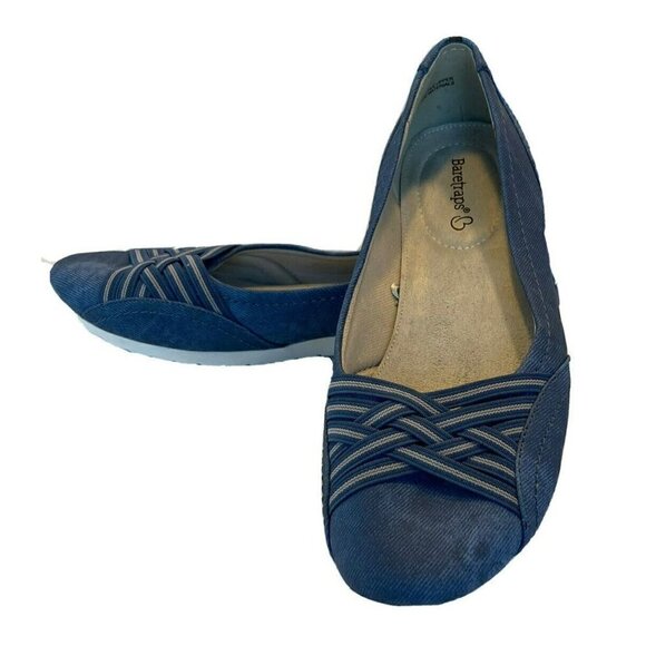 Baretraps Womens Pralies Blue White Slip On Comfort Ballet Wedge Flats Shoes-7M - Picture 3 of 13